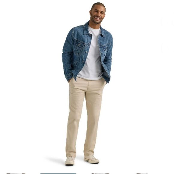 Men's Flat Front Chino with Motion Flex Waistband Khaki Pants 2-Pack Size 32X32 - Picture 5 of 9